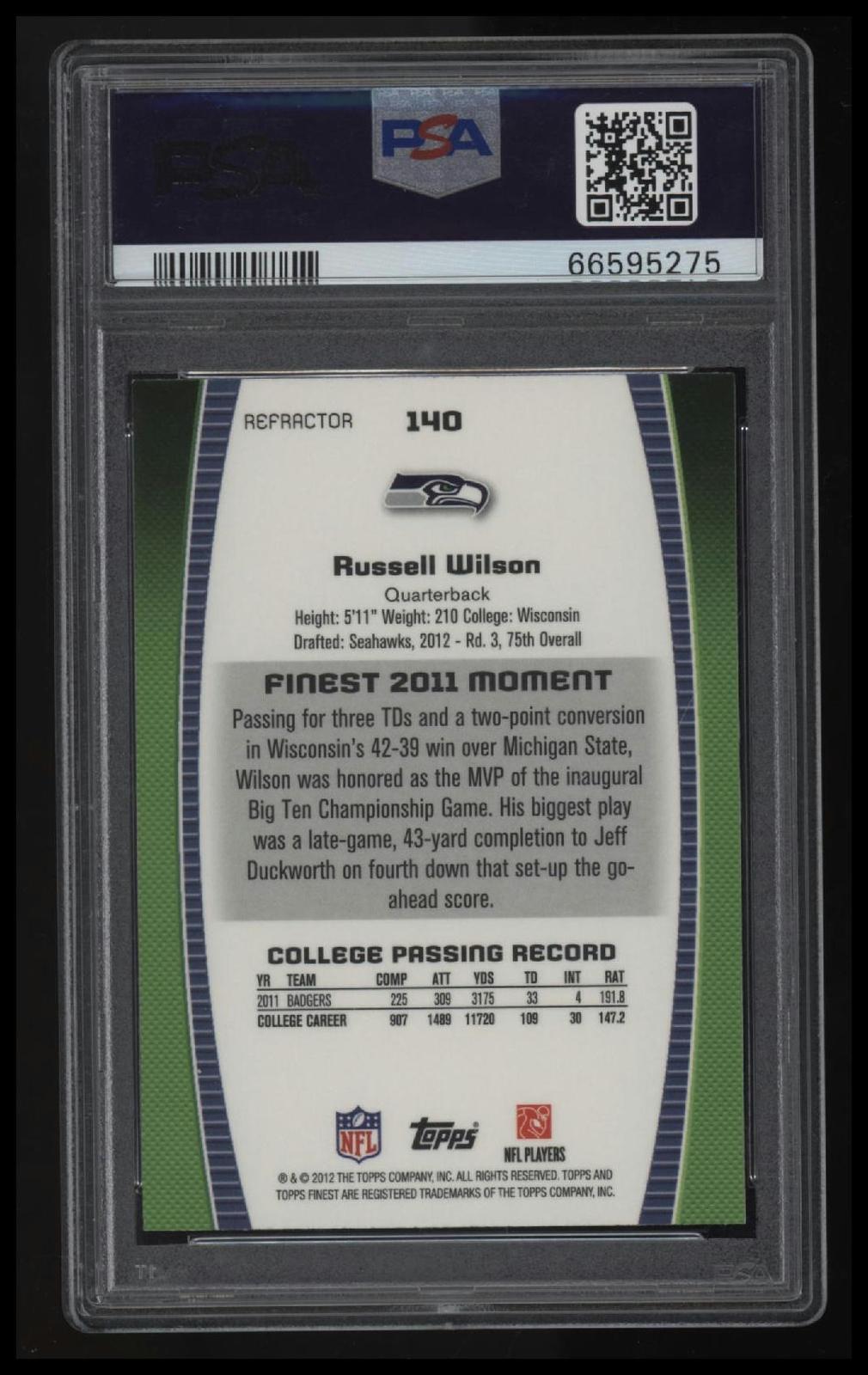 2012 Finest Russell Wilson Refractor PSA 10
