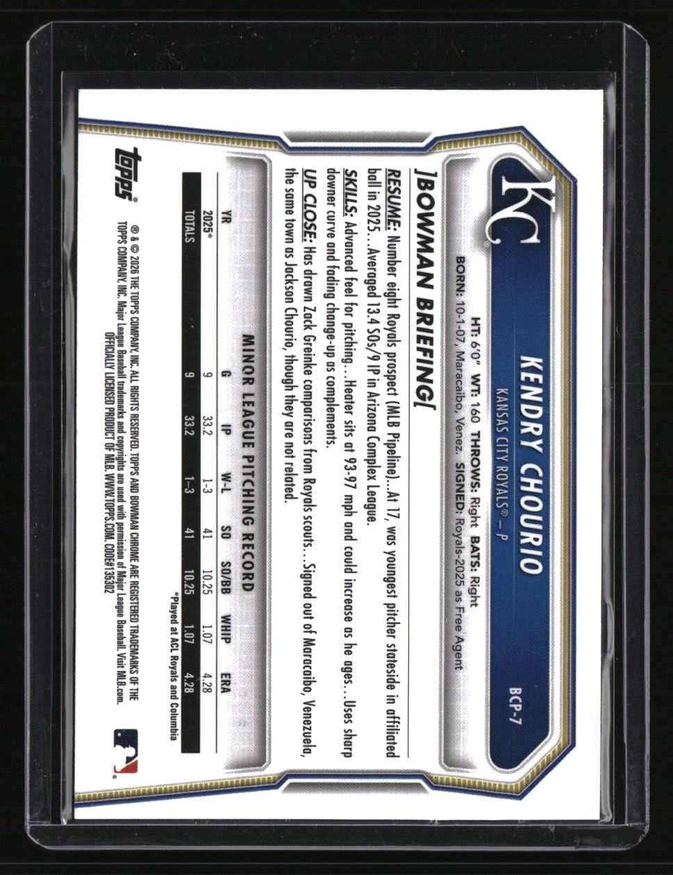 2026 Bowman Sapphire Edition Kendry Chourio