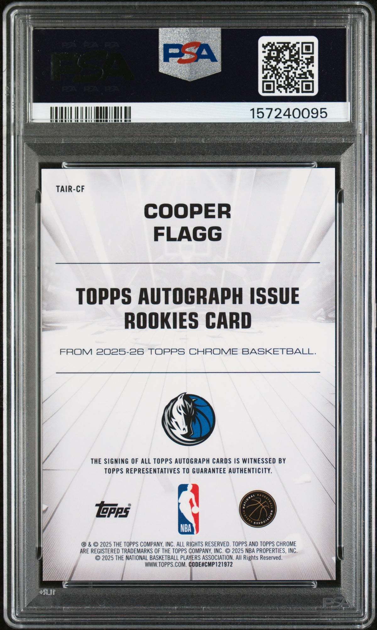 2025 Topps Chrome Autograph Issue Rookies Cooper Flagg Green Ref PSA 10
