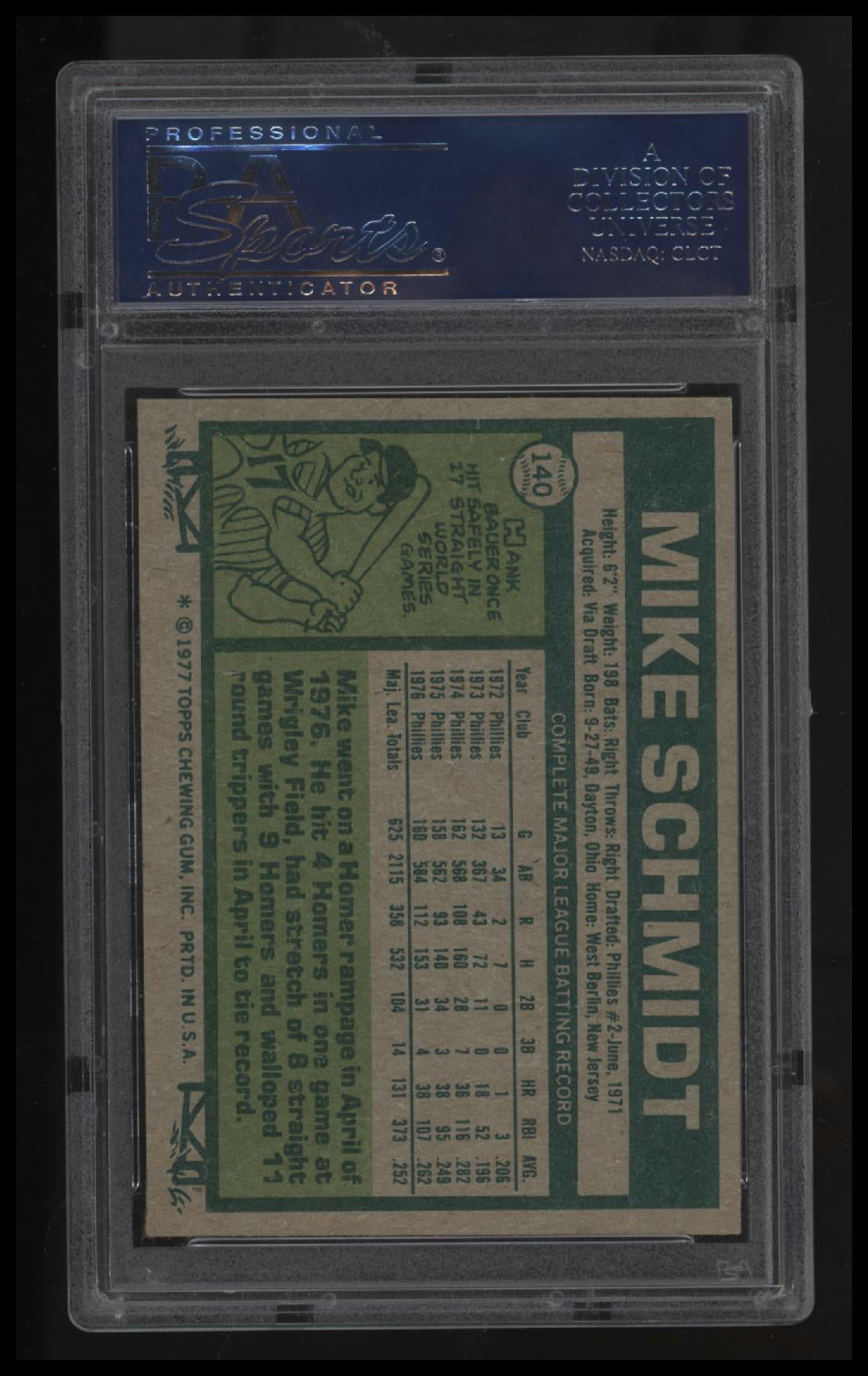 1977 Topps Mike Schmidt PSA 8