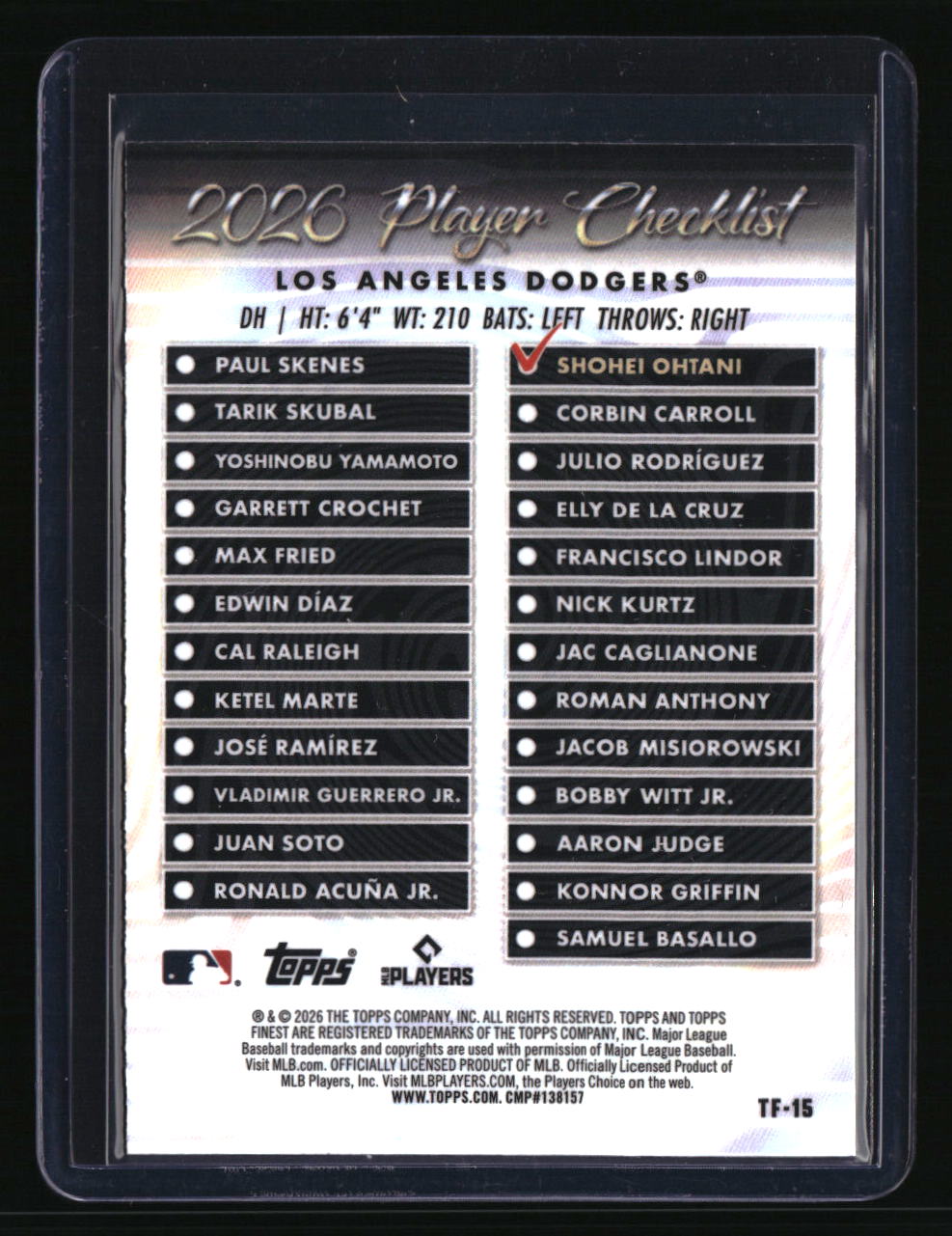 2026 Finest Shohei Ohtani Topps Team Finest