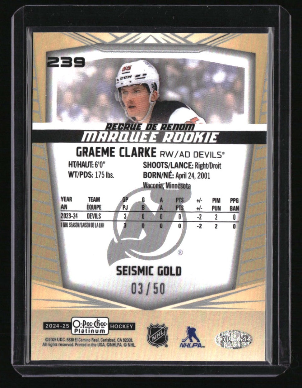 2024-25 O-Pee-Chee Platinum Graeme Clarke Seismic Gold #/50