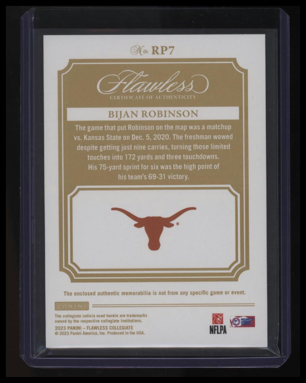 2023 Panini Flawless Collegiate Bijan Robinson Rookie Patches #/25