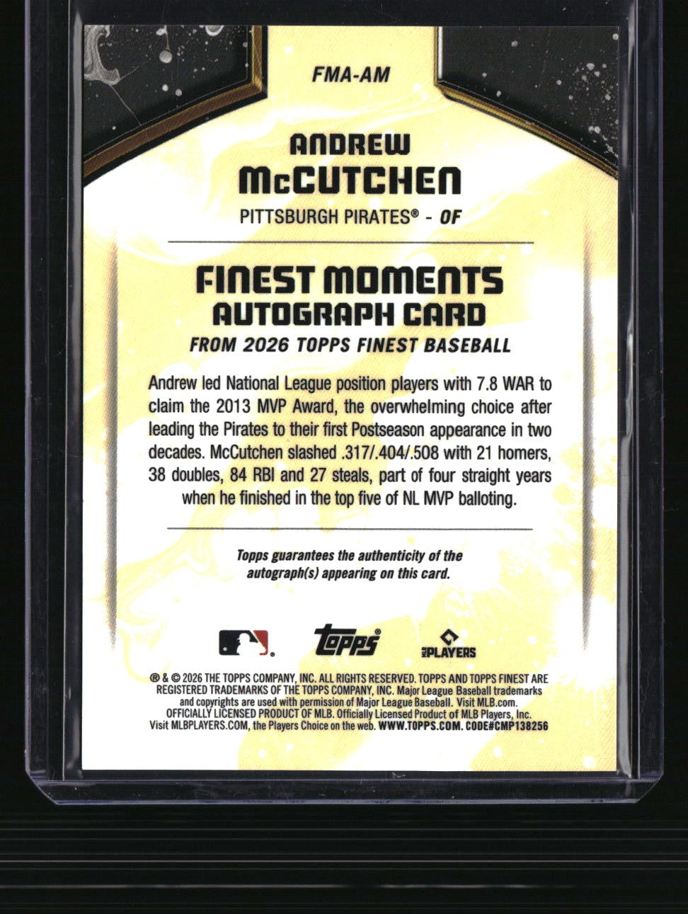2026 Finest Andrew McCutchen Finest Moments Autographs