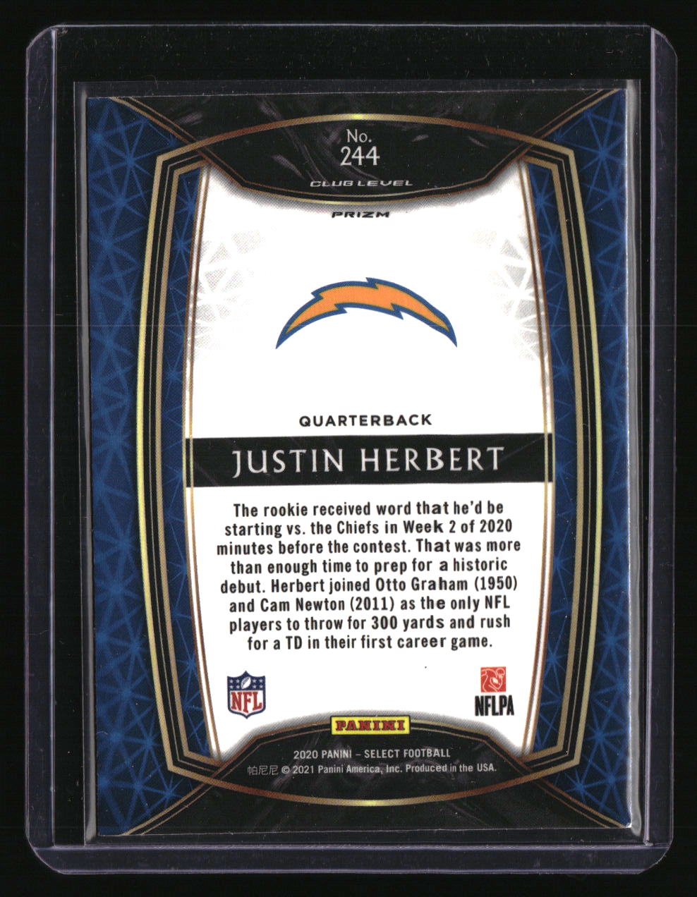 2020 Panini Select Justin Herbert Silver Prizm