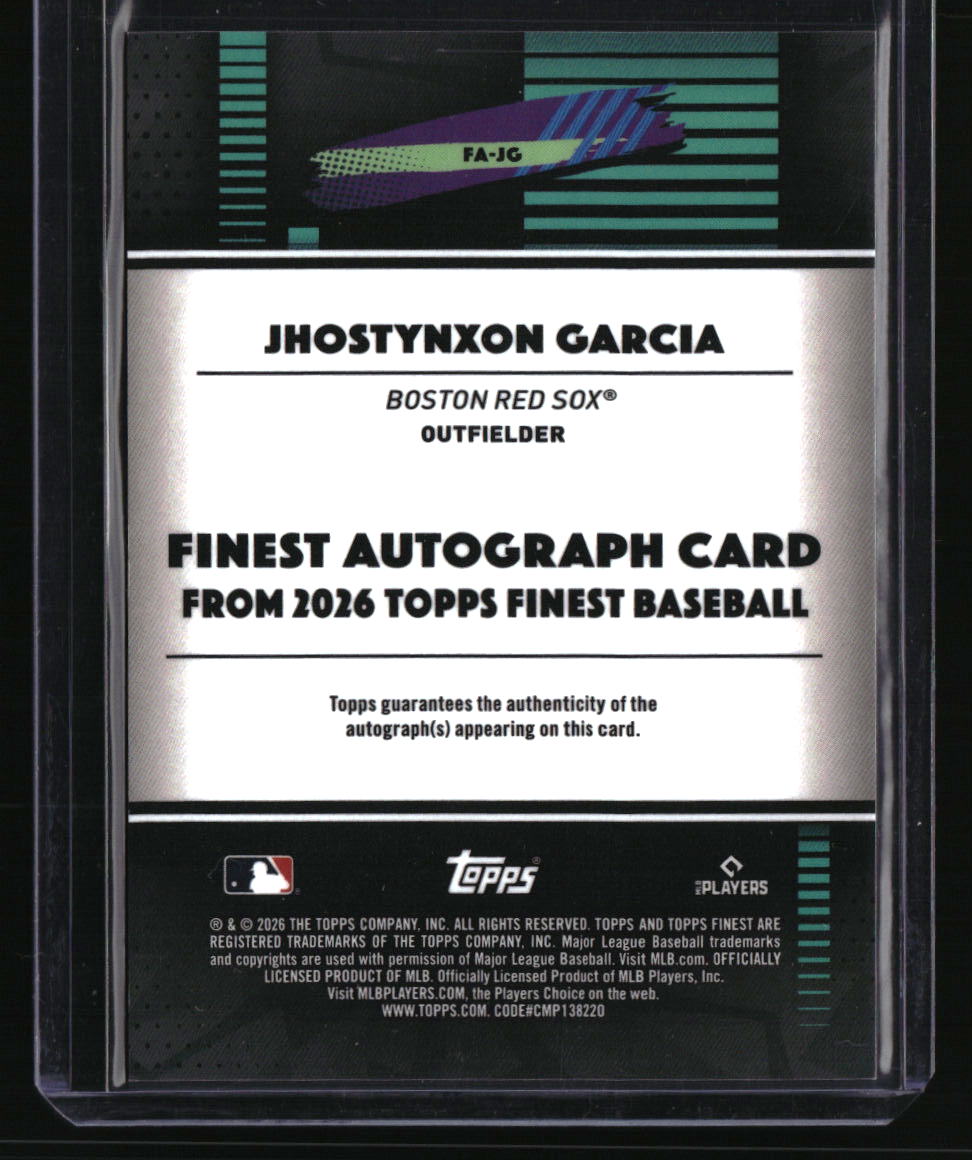 2026 Finest Jhostynxon Garcia Finest Autographs Gold Geometric Refractors #/50