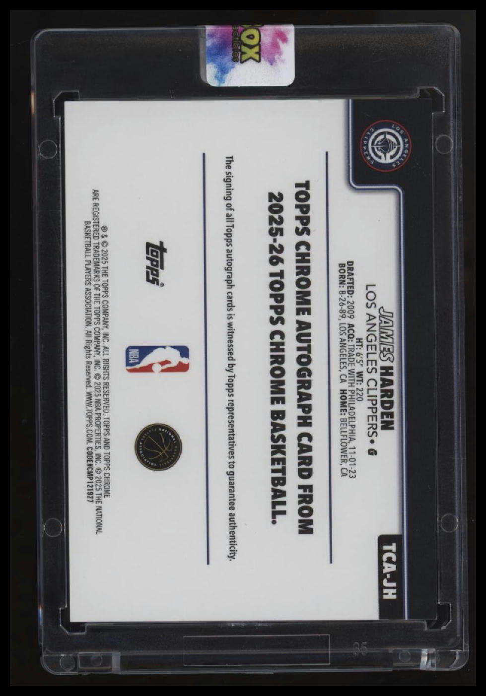 2025-26 Topps Chrome James Harden Chrome Autographs Purple Refractor #/75