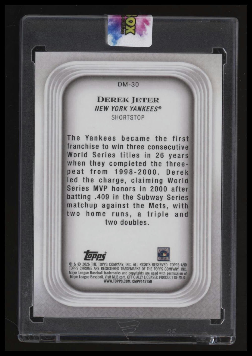 2026 Topps Chrome Derek Jeter Diamond Moments Red Refractor #/5 BOOKEND 5/5