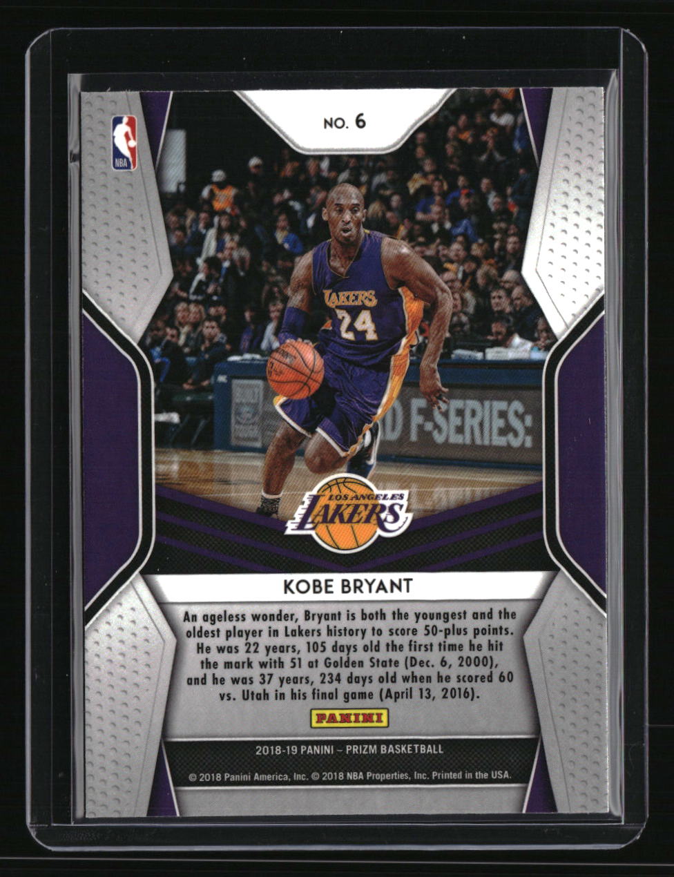 2018-19 Panini Prizm Kobe Bryant Dominance