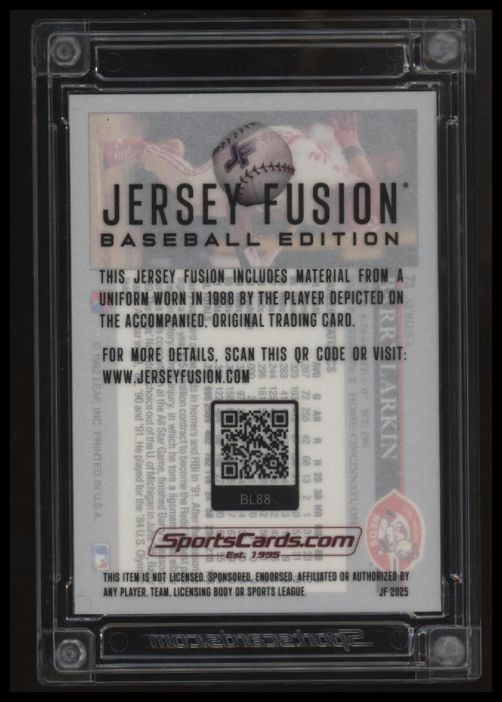 1992 Leaf Barry Larkin Jersey Fusion Patch
