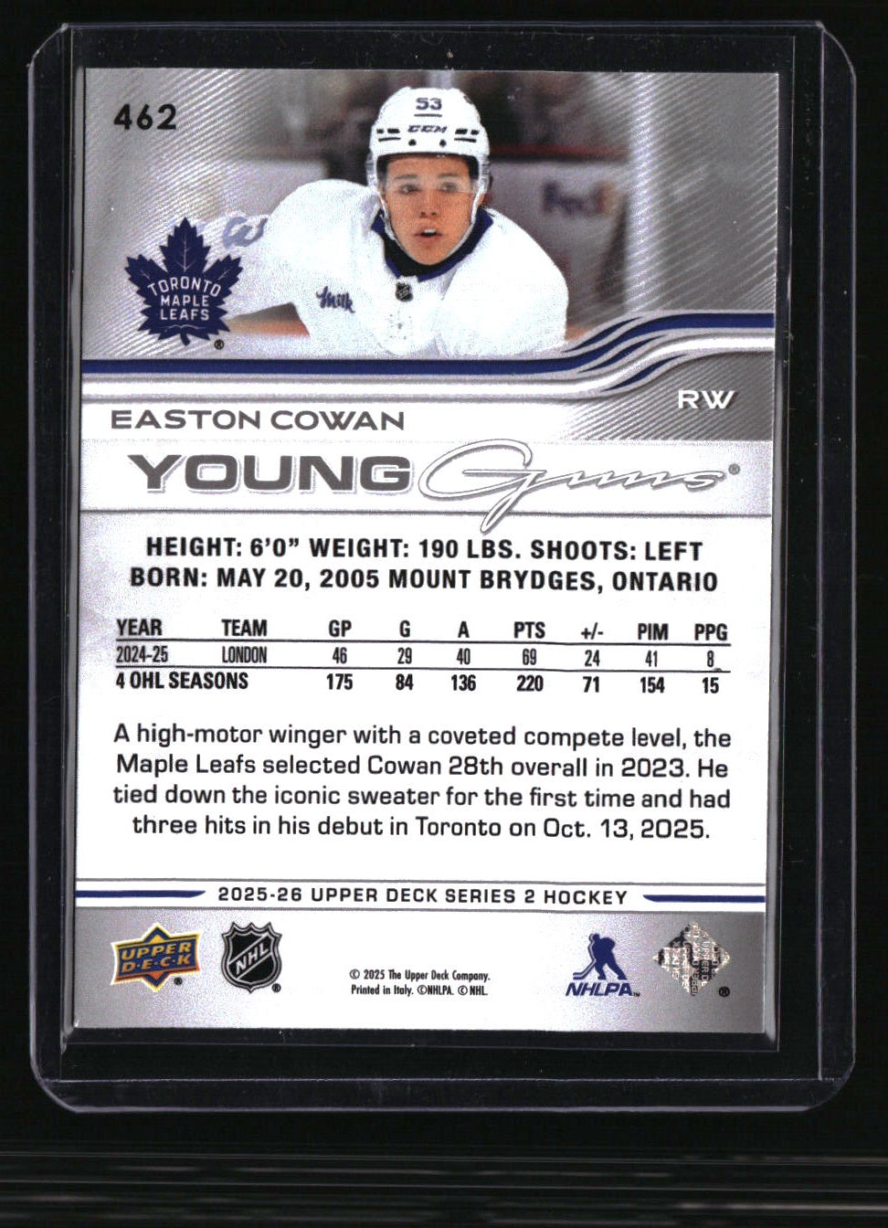 2025-26 Upper Deck Easton Cowan