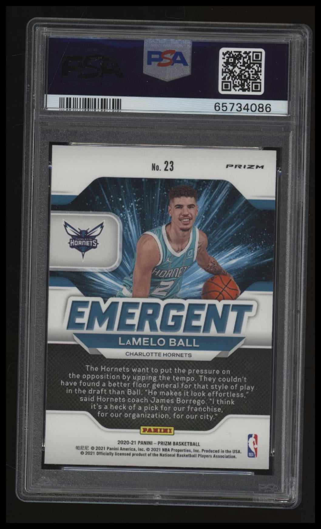 2020 Panini Prizm Emergent Lamelo Ball Emergent-Green Prizm PSA 10
