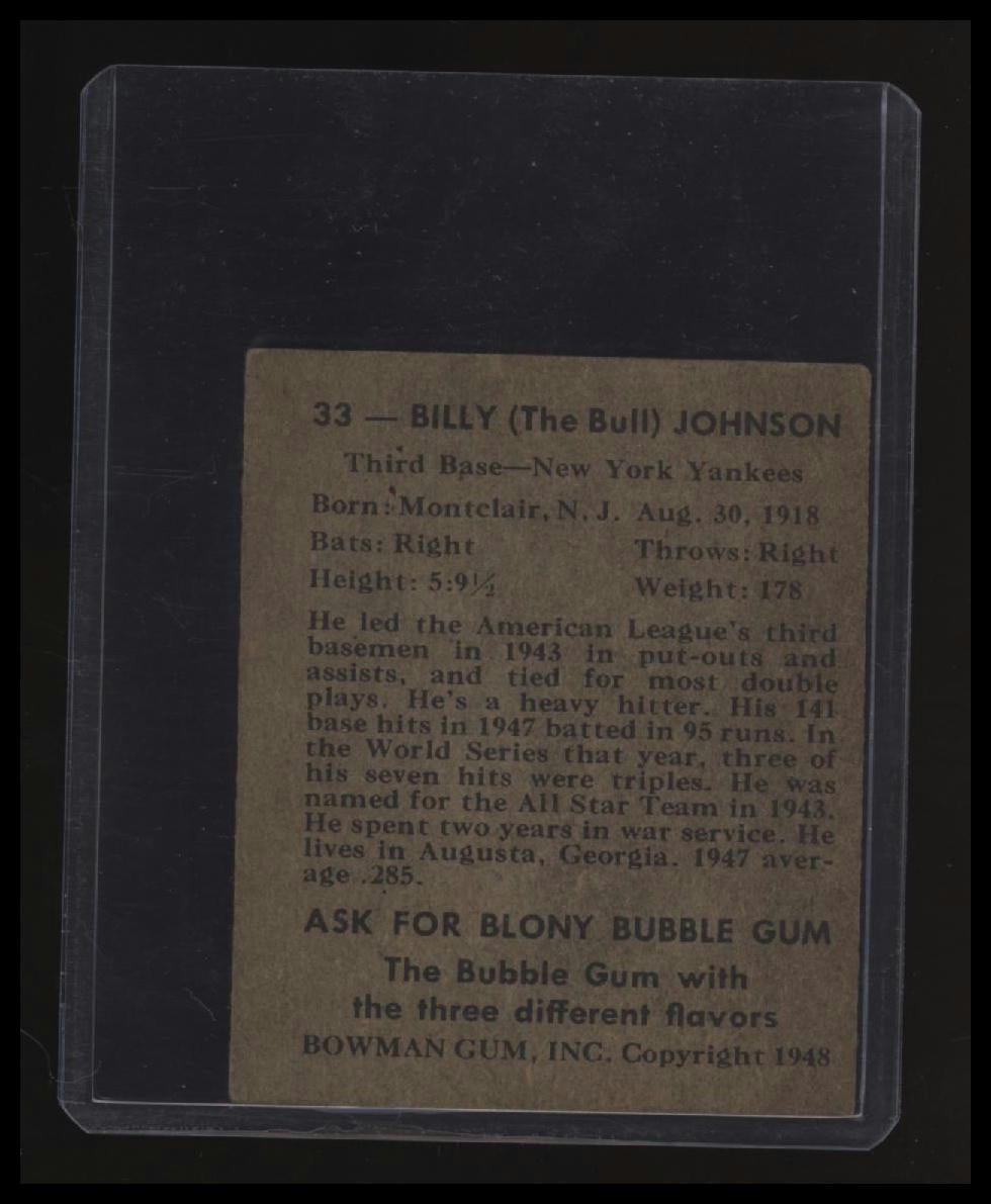 1948 Bowman Billy "The Bull" Johnson