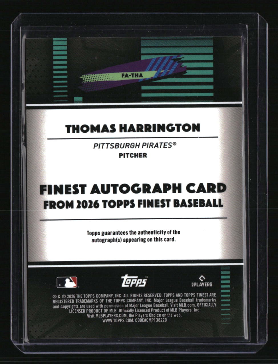 2026 Finest Thomas Harrington Finest Autographs Black Geometric Refractors #/10