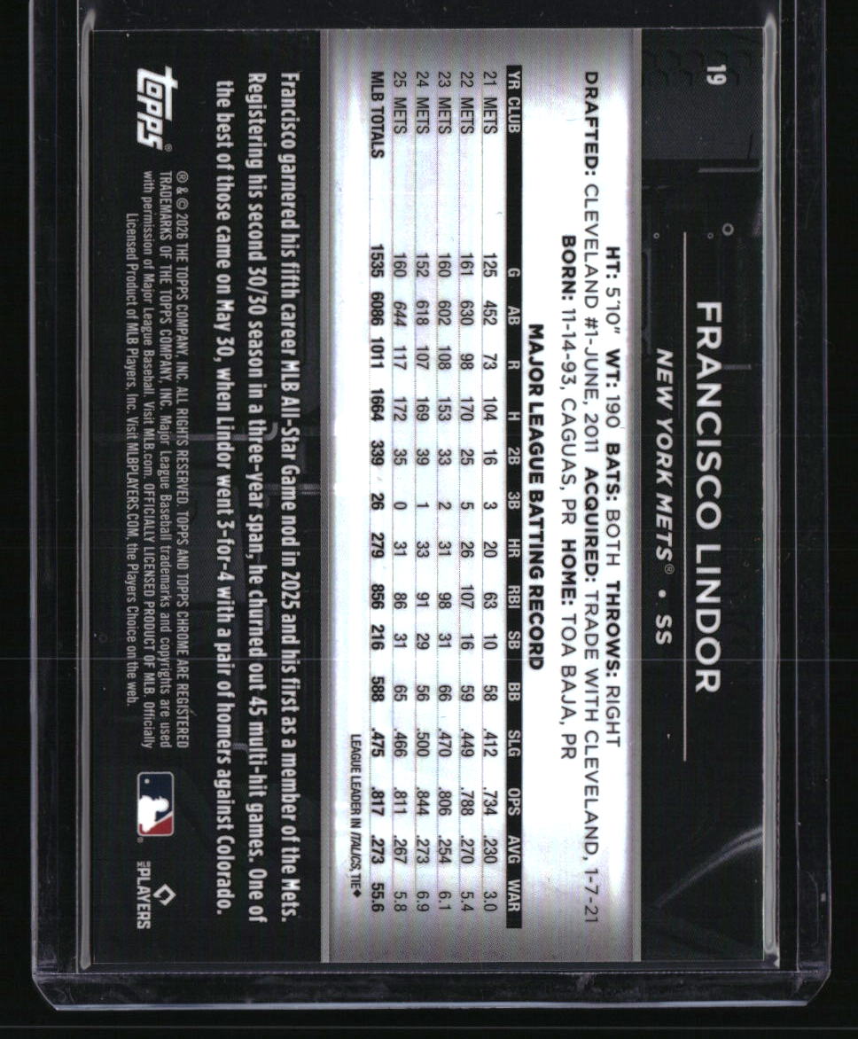 2026 Topps Chrome Black Francisco Lindor Green Refractors #/99