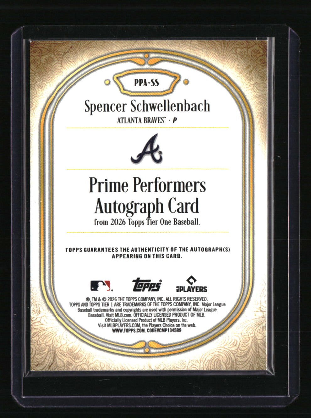 2026 Topps Tier One Spencer Schwellenbach Prime Performers Auto #/99