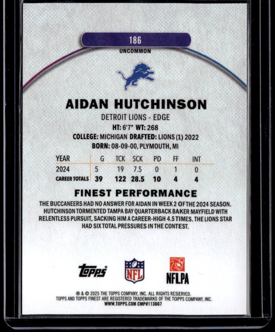 2025 Finest Aidan Hutchinson Green Refractor #/35