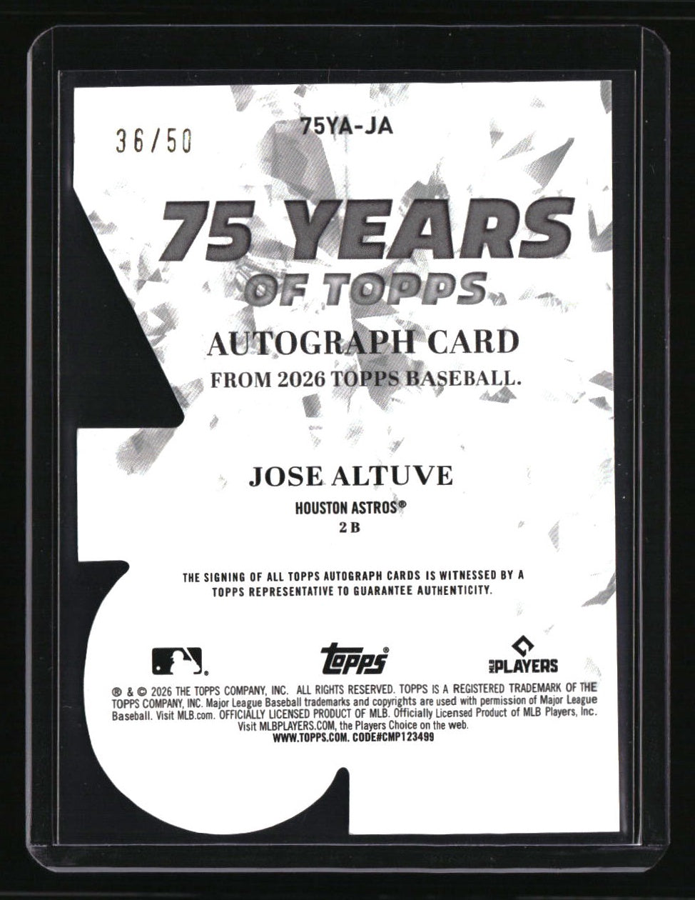 2026 Topps Jose Altuve 75 Years of Topps Die Cut Autographs Gold Foil #/50