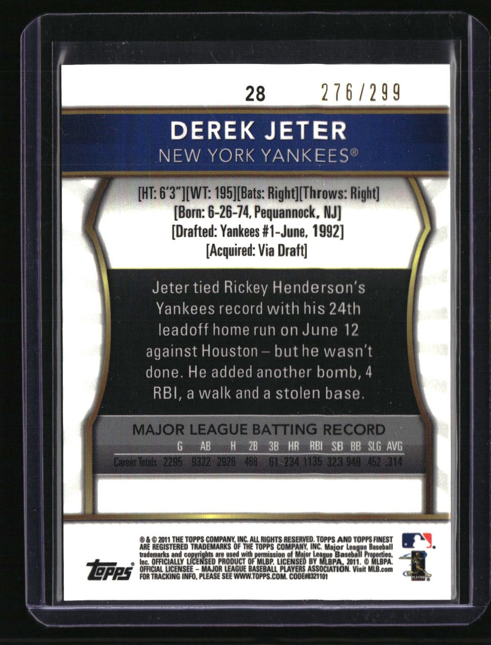 2011 Finest Derek Jeter X-Fractors #/299