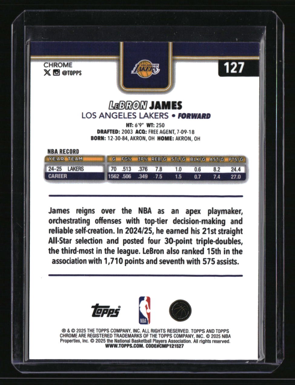 2025-26 Topps Chrome LeBron James Red White and Blue Refractor