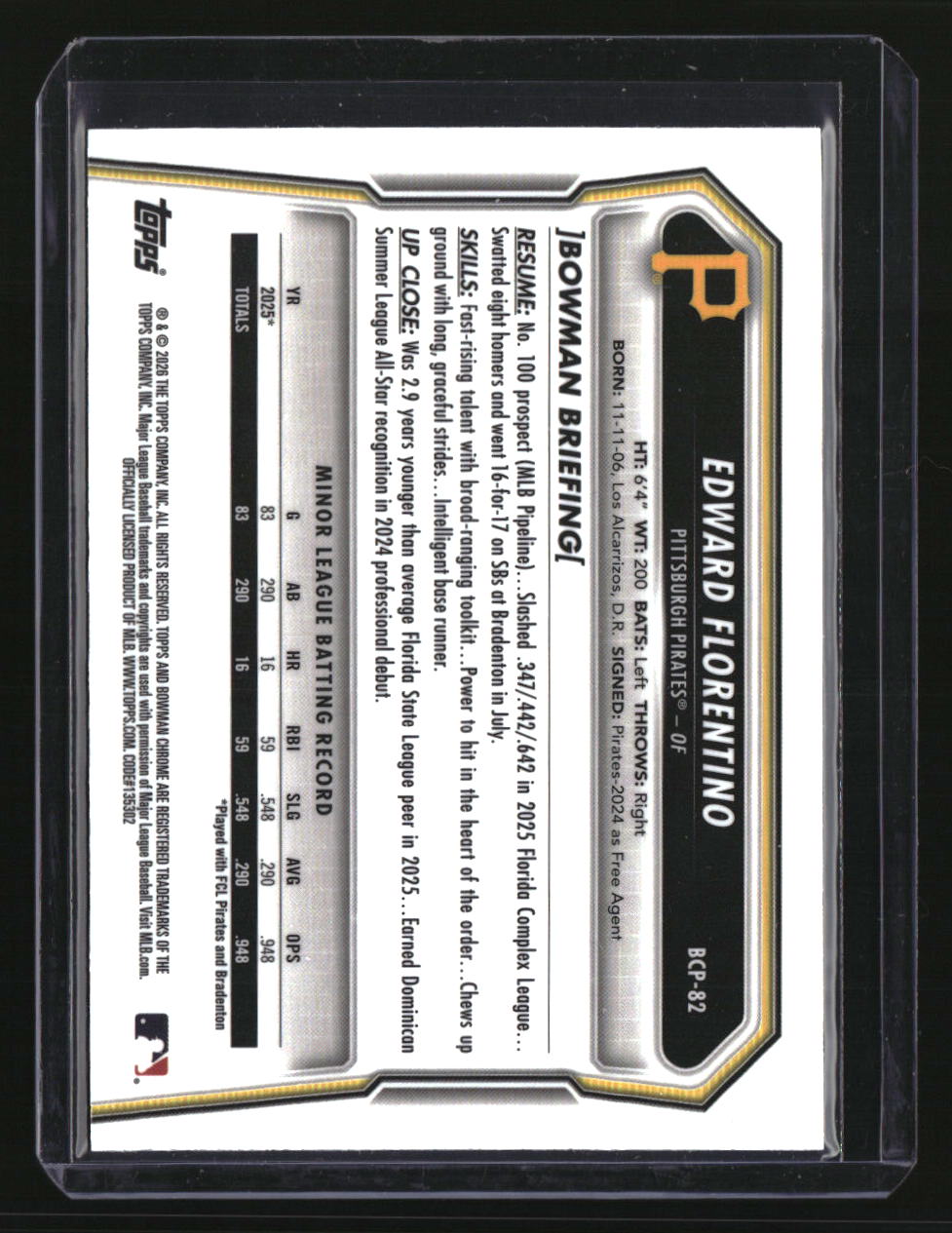 2026 Bowman Sapphire Edition Edward Florentino Green #/99