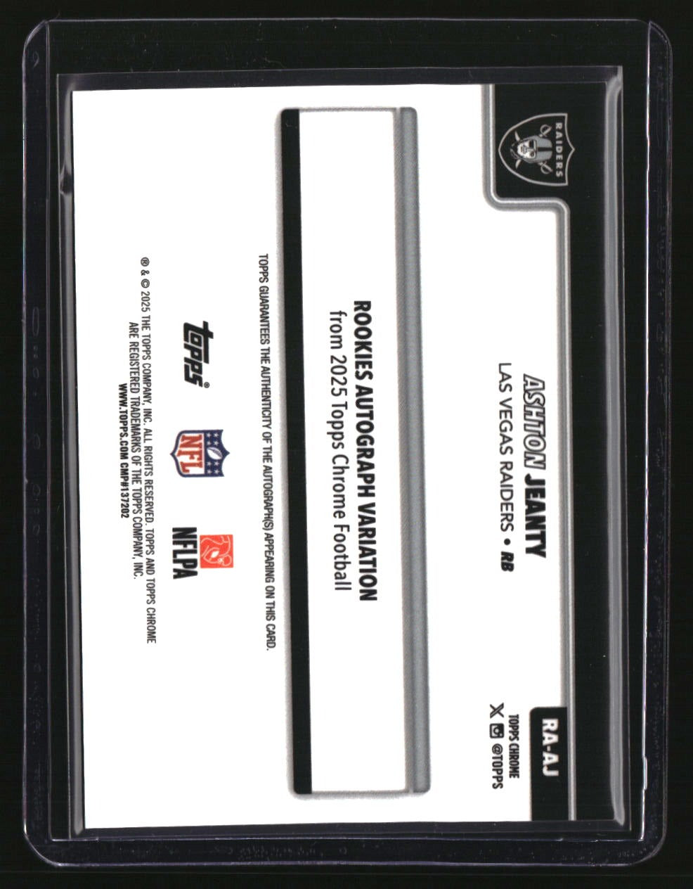 2025 Topps Chrome Ashton Jeanty Chrome Rookie Autographs Yellow Lava #/275