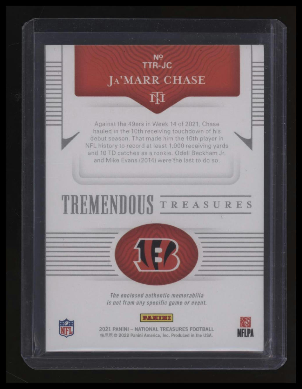 2021 Panini National Treasures Ja'Marr Chase Tremendous Treasures Rookies #/99