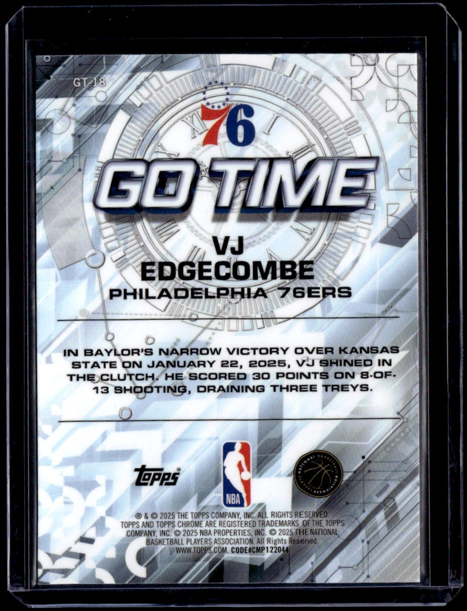 2025-26 Topps Chrome VJ Edgecombe Go Time Purple Refractor #/75