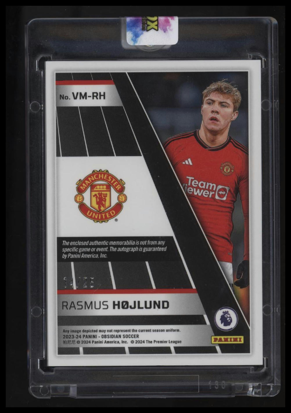 2023-24 Panini Obsidian Rasmus Hojlund Volcanic Sig. Electric Etch Purple #/25