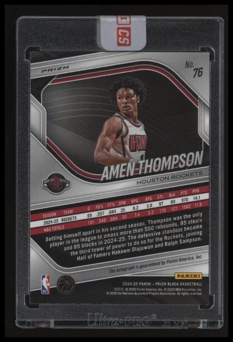 2024-25 Panini Prizm Black Amen Thompson Base Autographs Silver Prizms