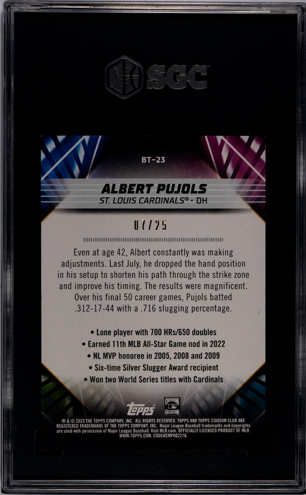 2023 Topps Stadium Club #BT-23 Albert Pujols Beam Team Black Foil SGC 10