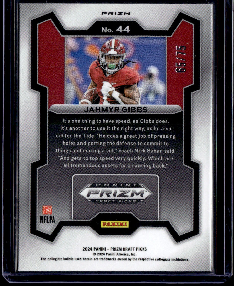 2024 Panini Prizm Draft Picks Jahmyr Gibbs Purple #/75
