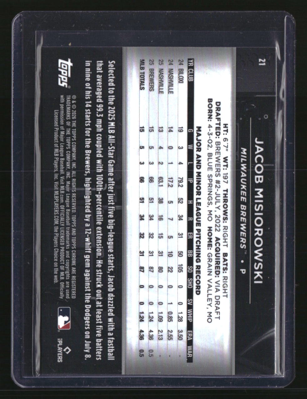 2026 Topps Chrome Black Jacob Misiorowski