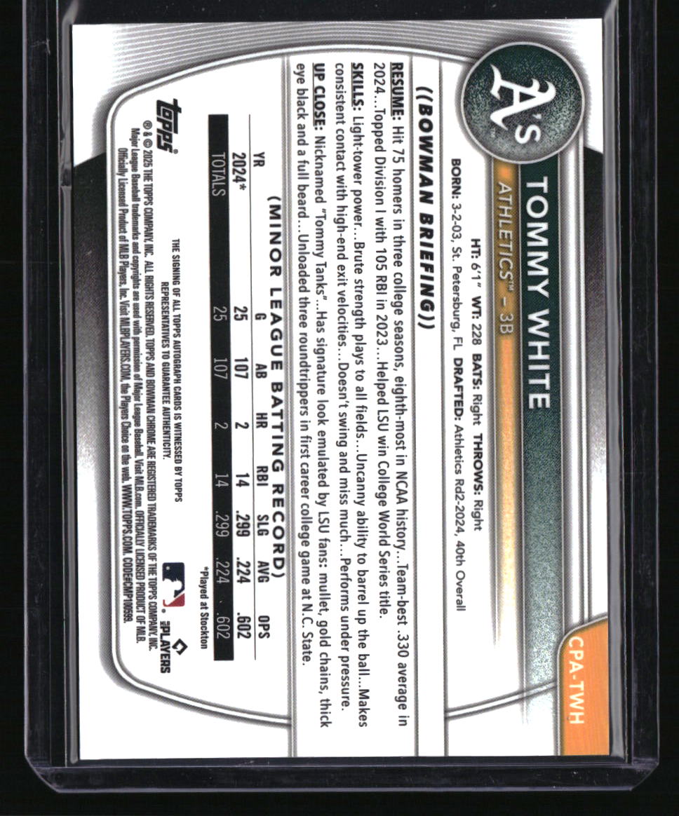 2025 Bowman Chrome Tommy White Prospect Autographs