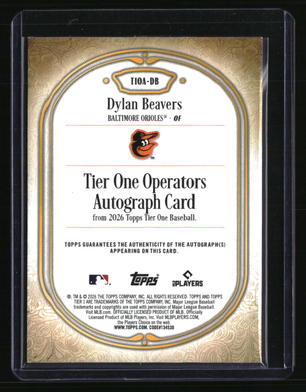 2026 Topps Tier One Dylan Beavers Tier One Operators Autographs #/75