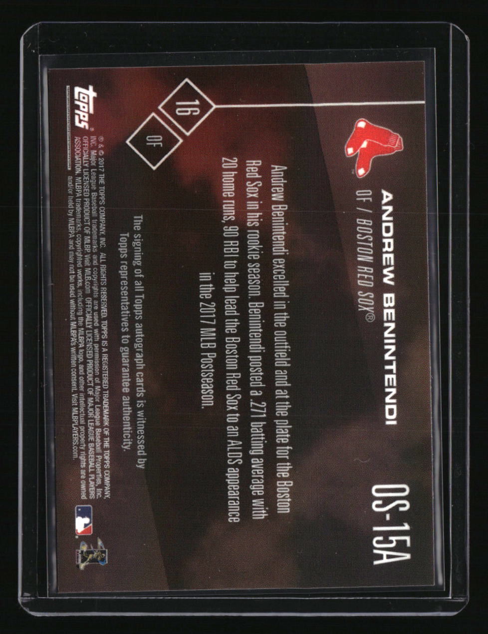 2017 Topps Now Andrew Benintendi Auto