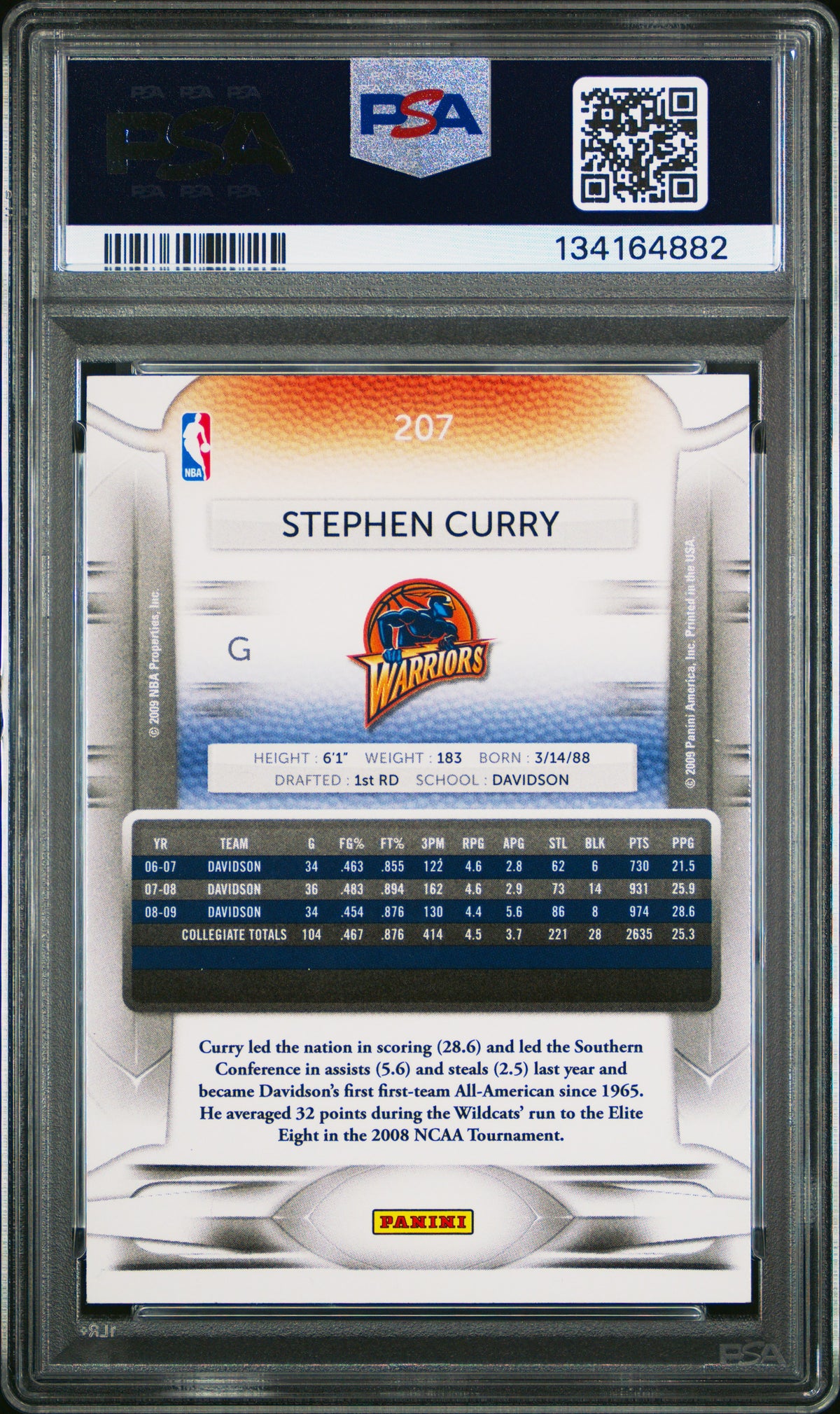 2009 Panini Prestige Stephen Curry PSA 9