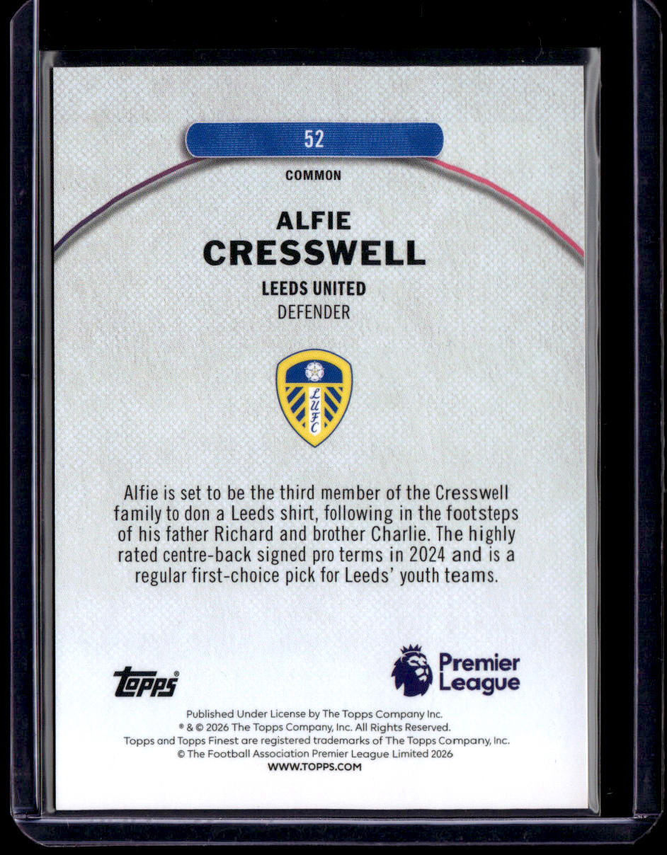 2025-26 Finest Premier League Alfie Cresswell Black Refactors #/20