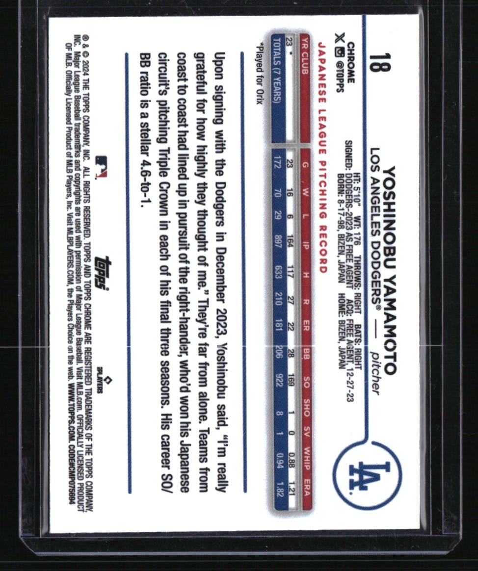 2024 Topps Chrome Yoshinobu Yamamoto Prism Refractors