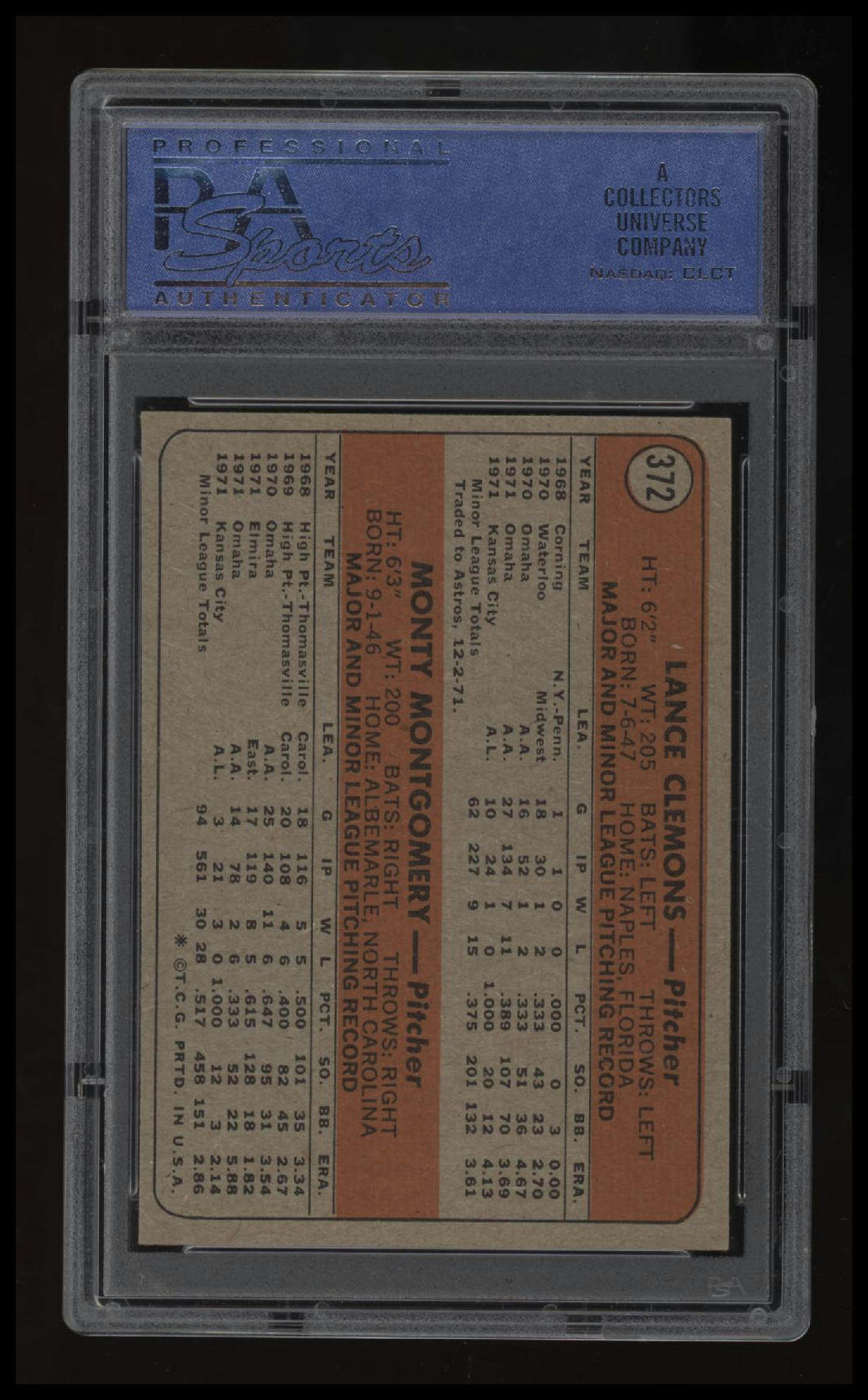 1972 Topps Royals Rookies L.Clemons/M.Montgomery PSA 6