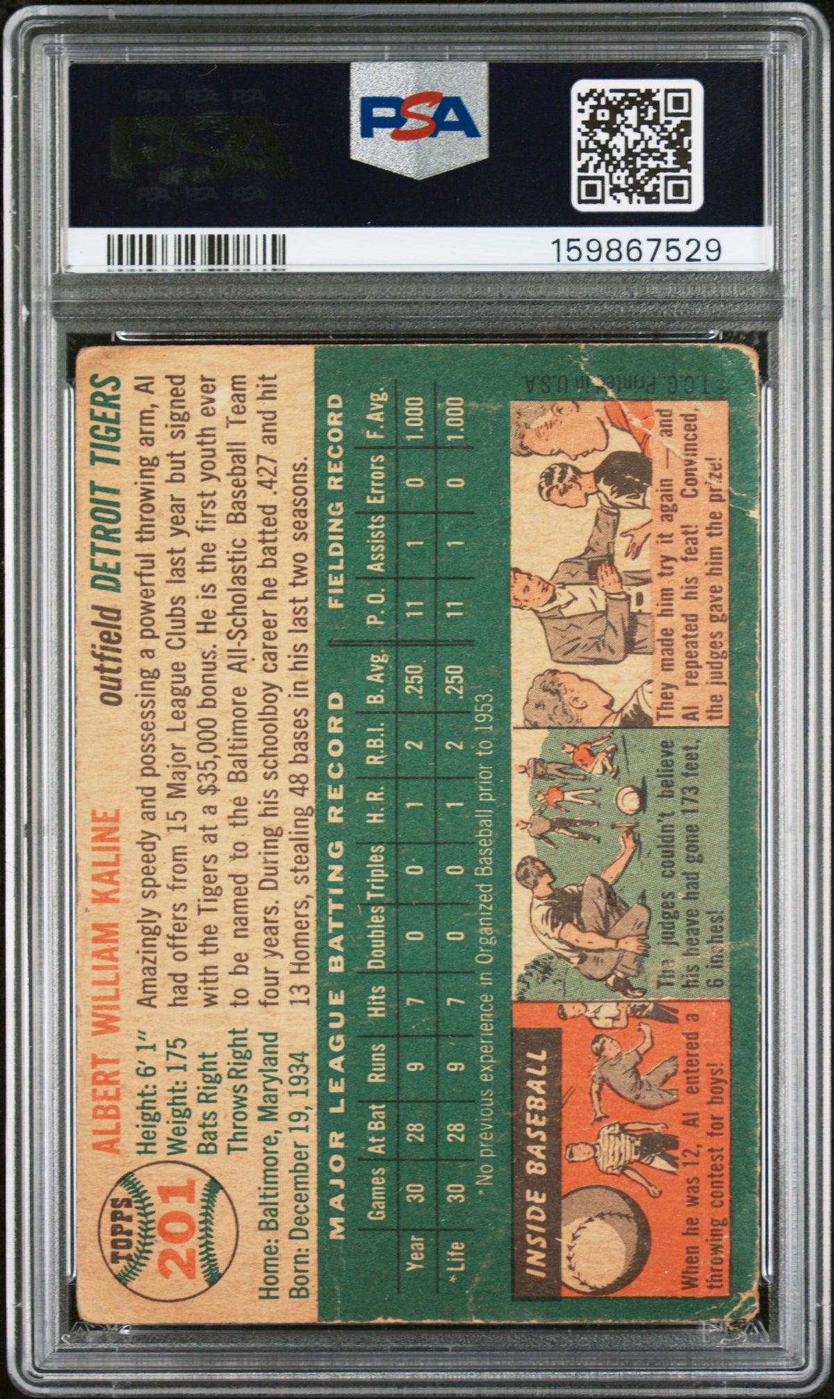 1954 Topps Al Kaline PSA 1