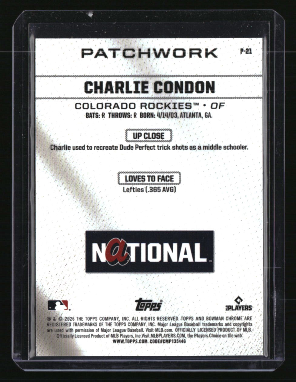 2026 Bowman Charlie Condon Patchwork