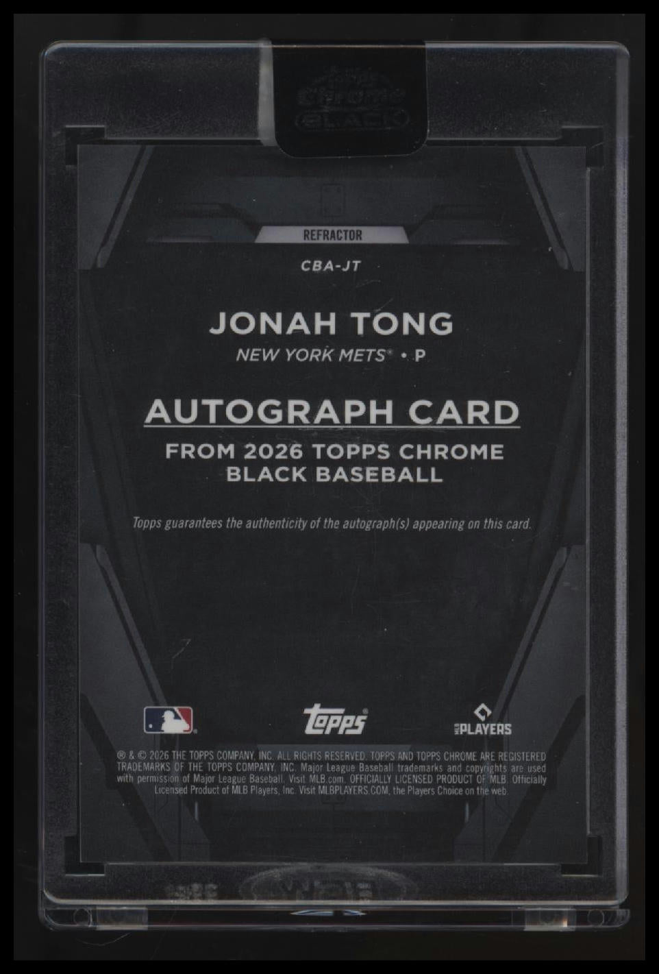 2026 Topps Chrome Black Jonah Tong Autographs Refractors #/199