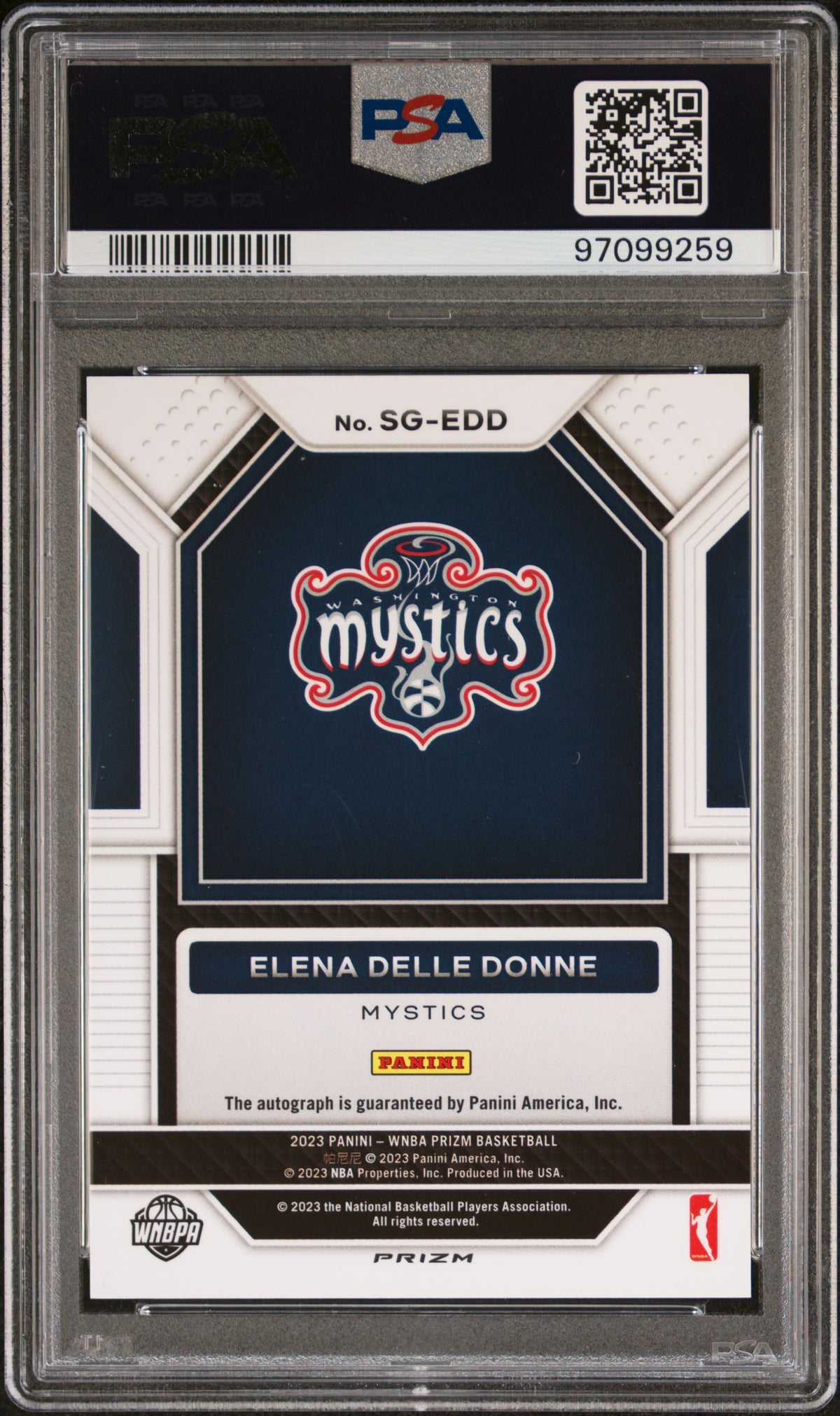 2023 Panini Prizm Wnba Signatures Elena Delle Donne Signature-Silver PSA 10