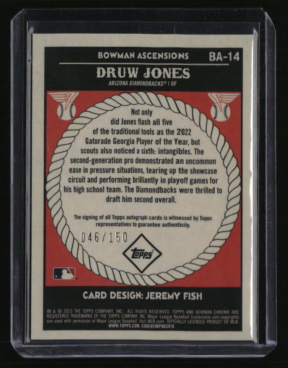 2023 Bowman Chrome Druw Jones Bowman Ascensions Autographs #/150