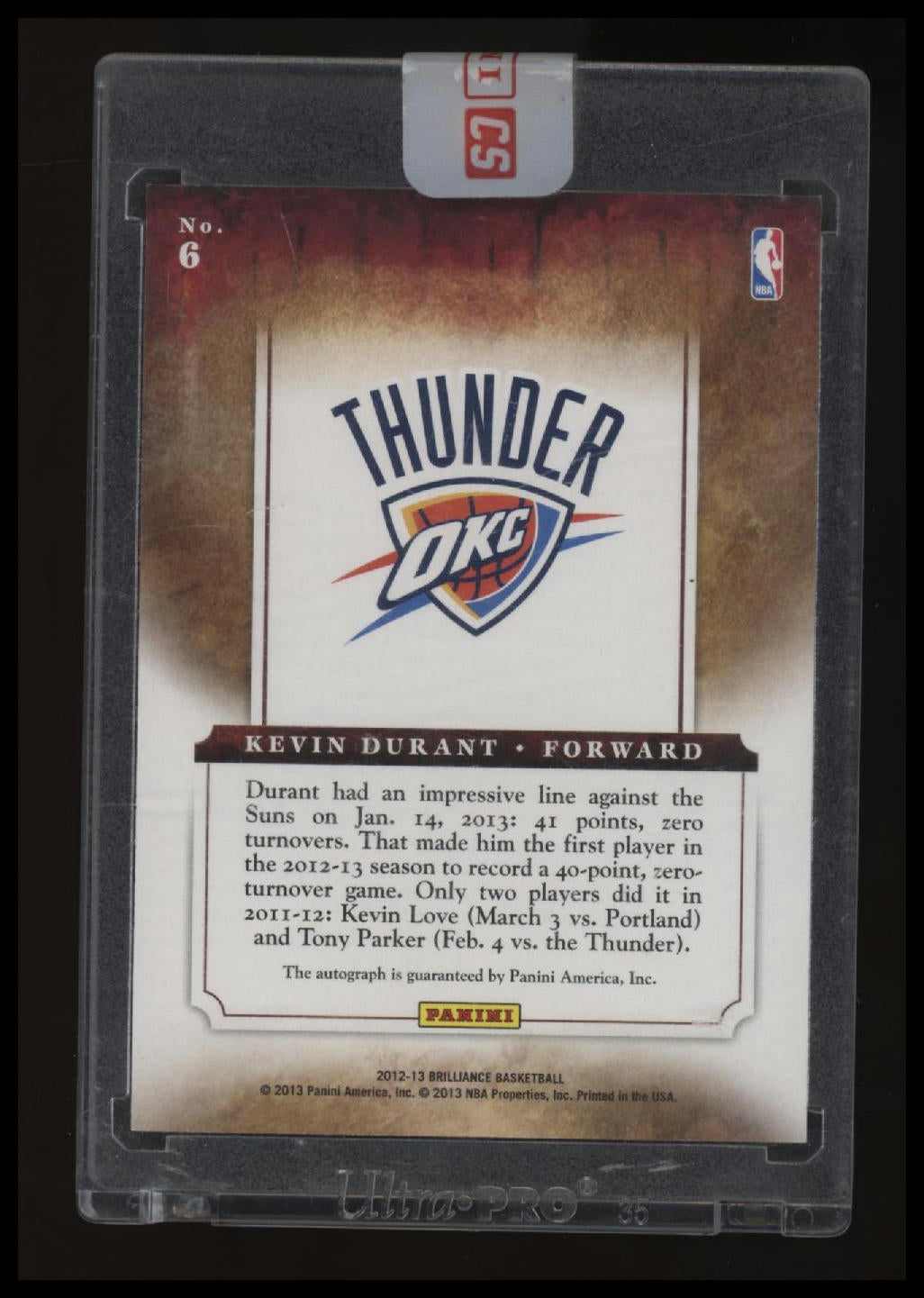 2012-13 Panini Brilliance Kevin Durant Marks of Brilliance #/199