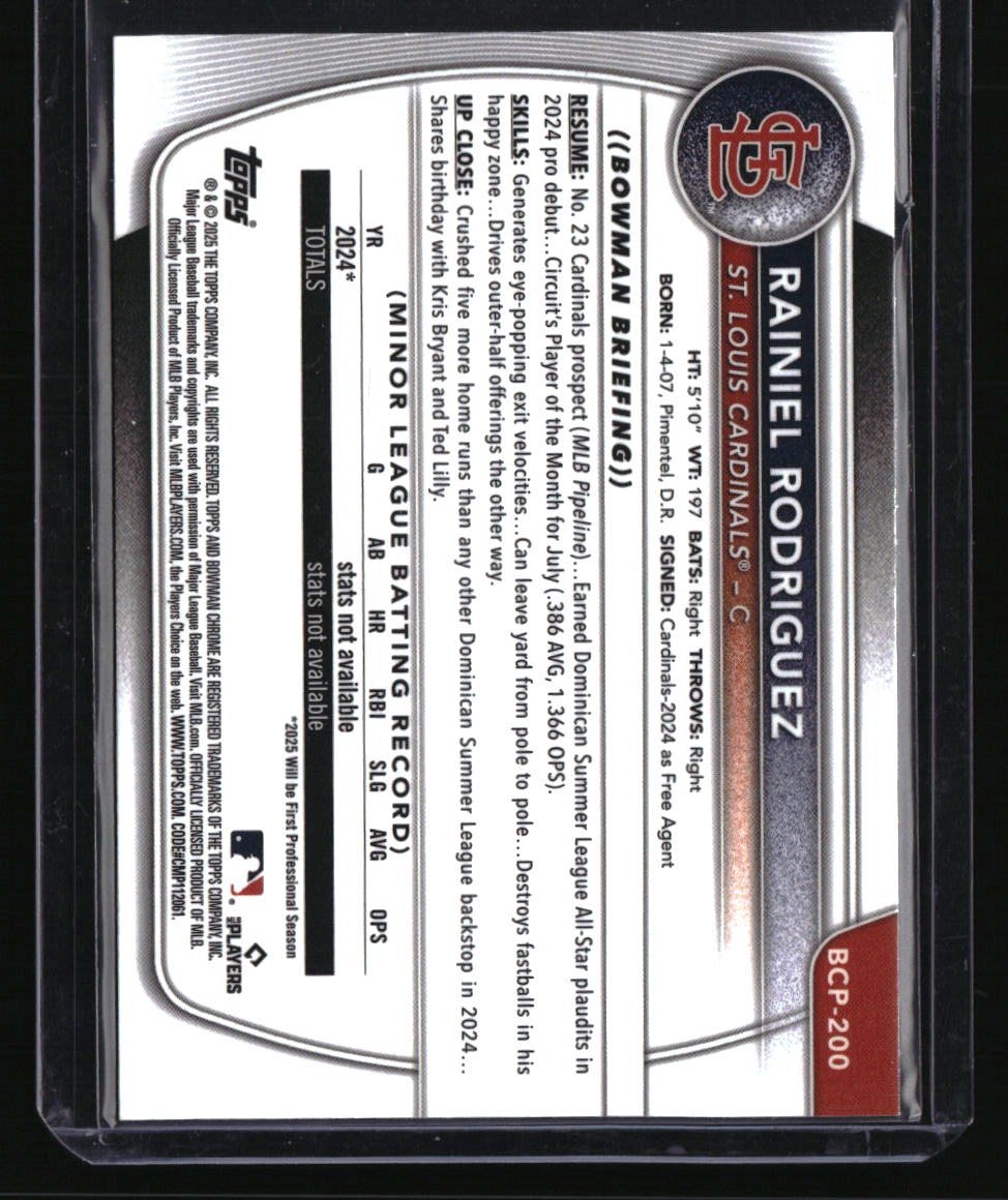 2025 Bowman Chrome Rainiel Rodriguez Prospects Blue Wave #/150