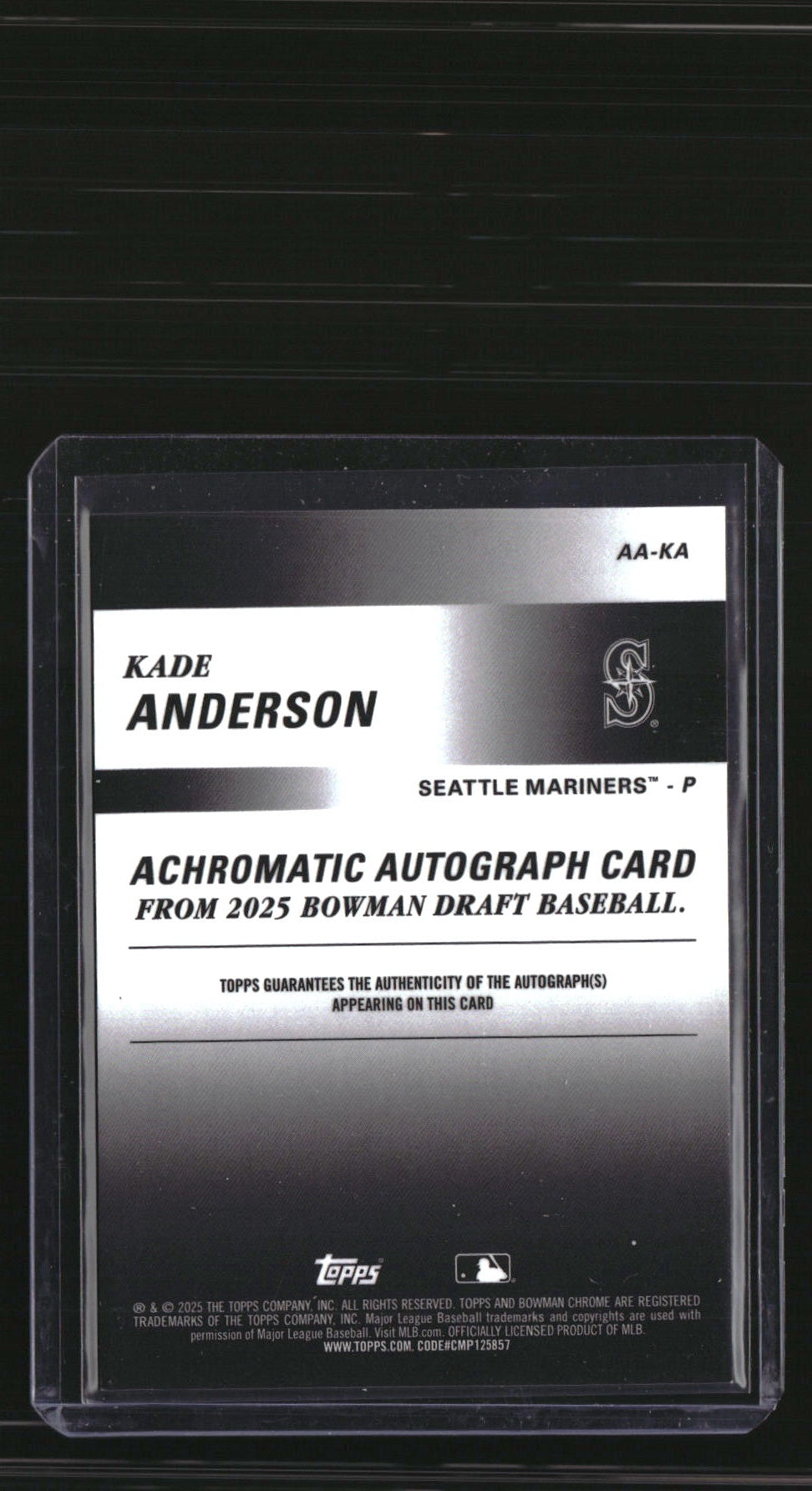 2025 Bowman Draft Kade Anderson Achromatic Autographs