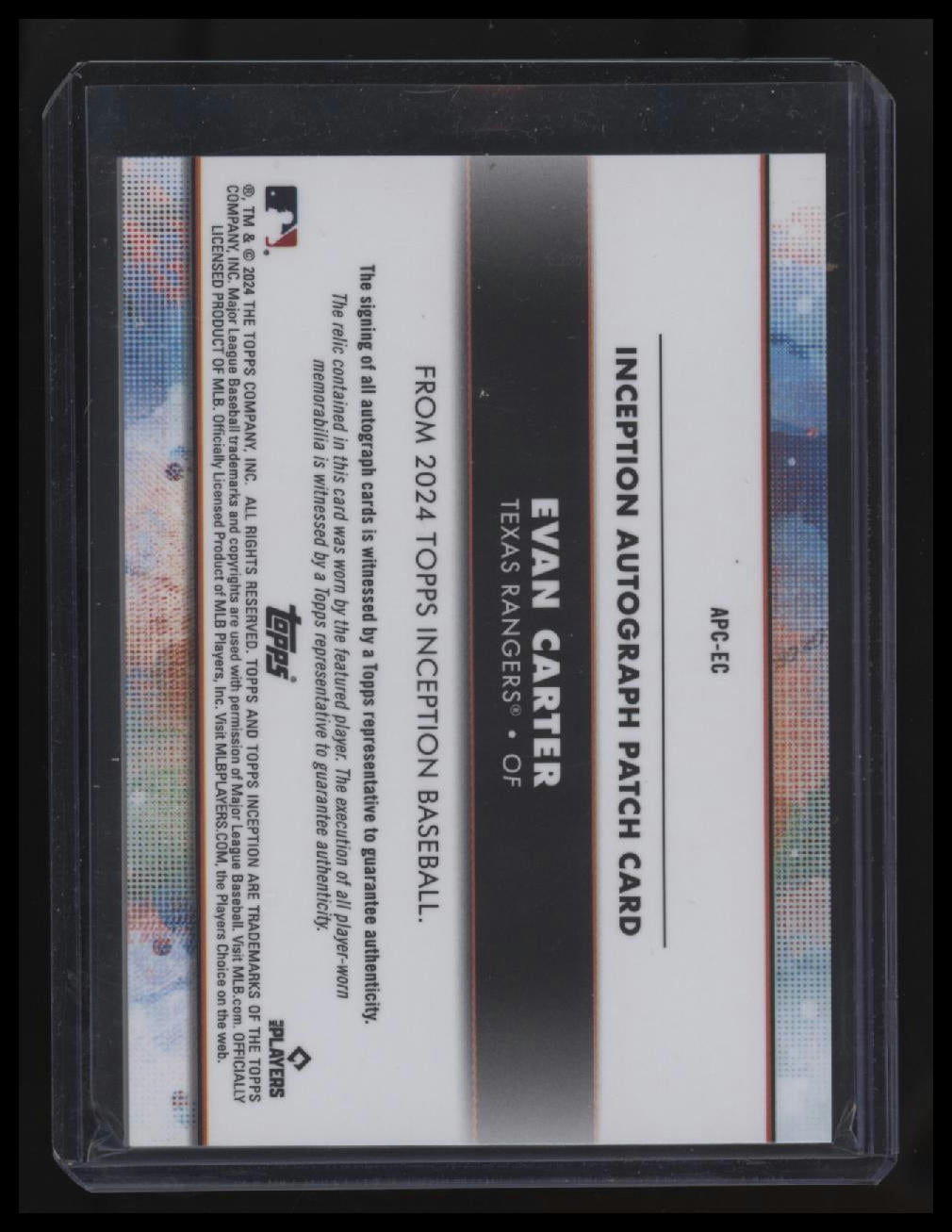 2024 Topps Inception Evan Carter Autographed Patch Magenta #/75