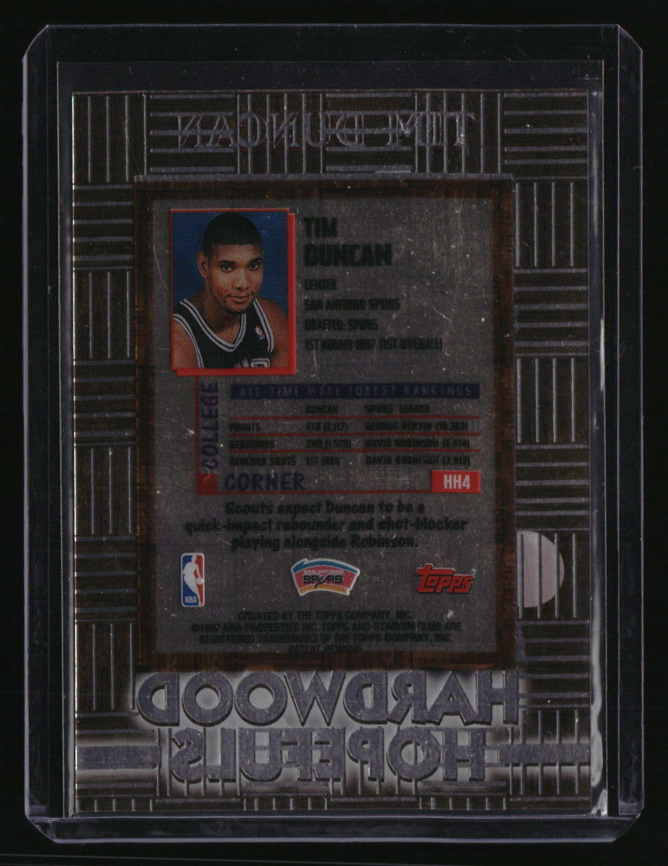 1997-98 Stadium Club Tim Duncan Member's Only Hardwood Hopefuls
